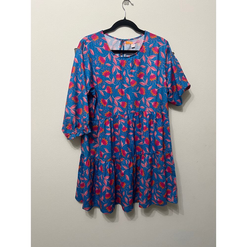 NWT Briton Court 3/4 Sleeve Lotus Floral Midi Dress Sz XL